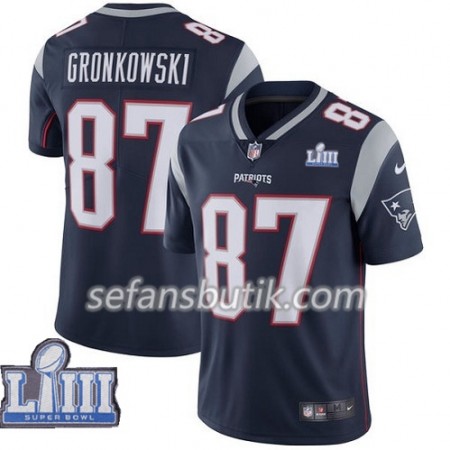 New England Patriots Tröjor Rob Gronkowski 87 Nike Blå II 2019 Super Bowl LIII - Herr New England Patriots Tröjor Rob Gronkowski 87 Nike Blå II 2019 Super Bowl LIII - Herr